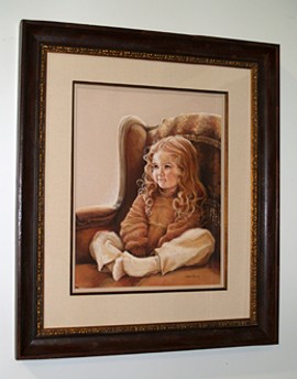 Curly Haired Girl Painted Portrait